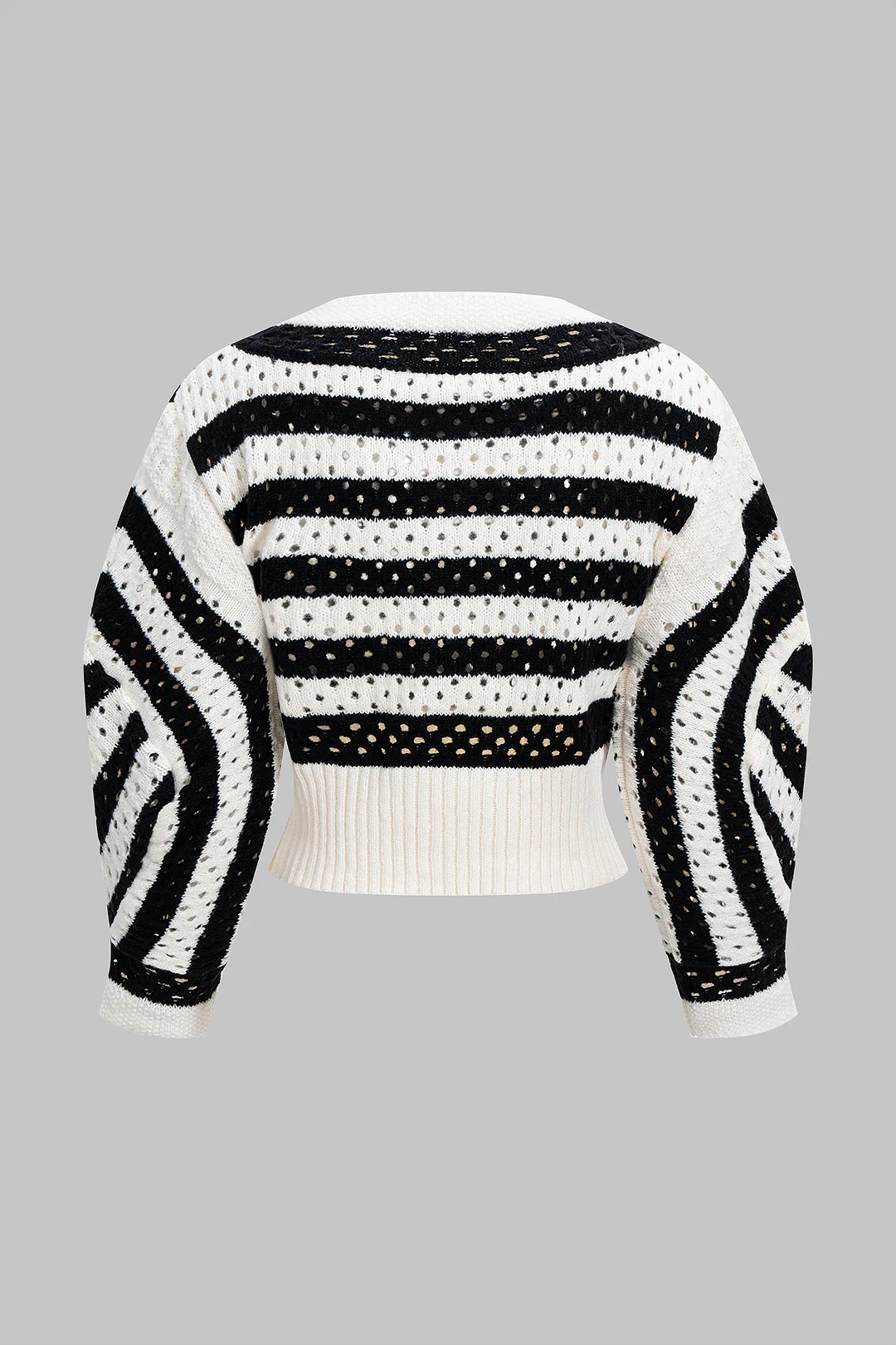 Knit Contrast Cut Out Long-Sleeve Top - Flockneti