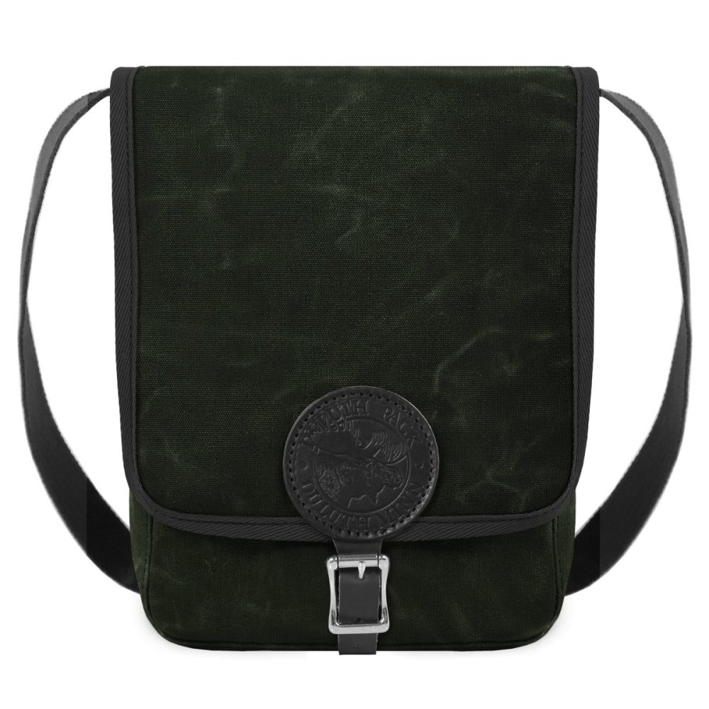 Duluth Pack 6 Liter Capacity Waxed Olive Drab Haversack With Cotton Web Trim - Flockneti