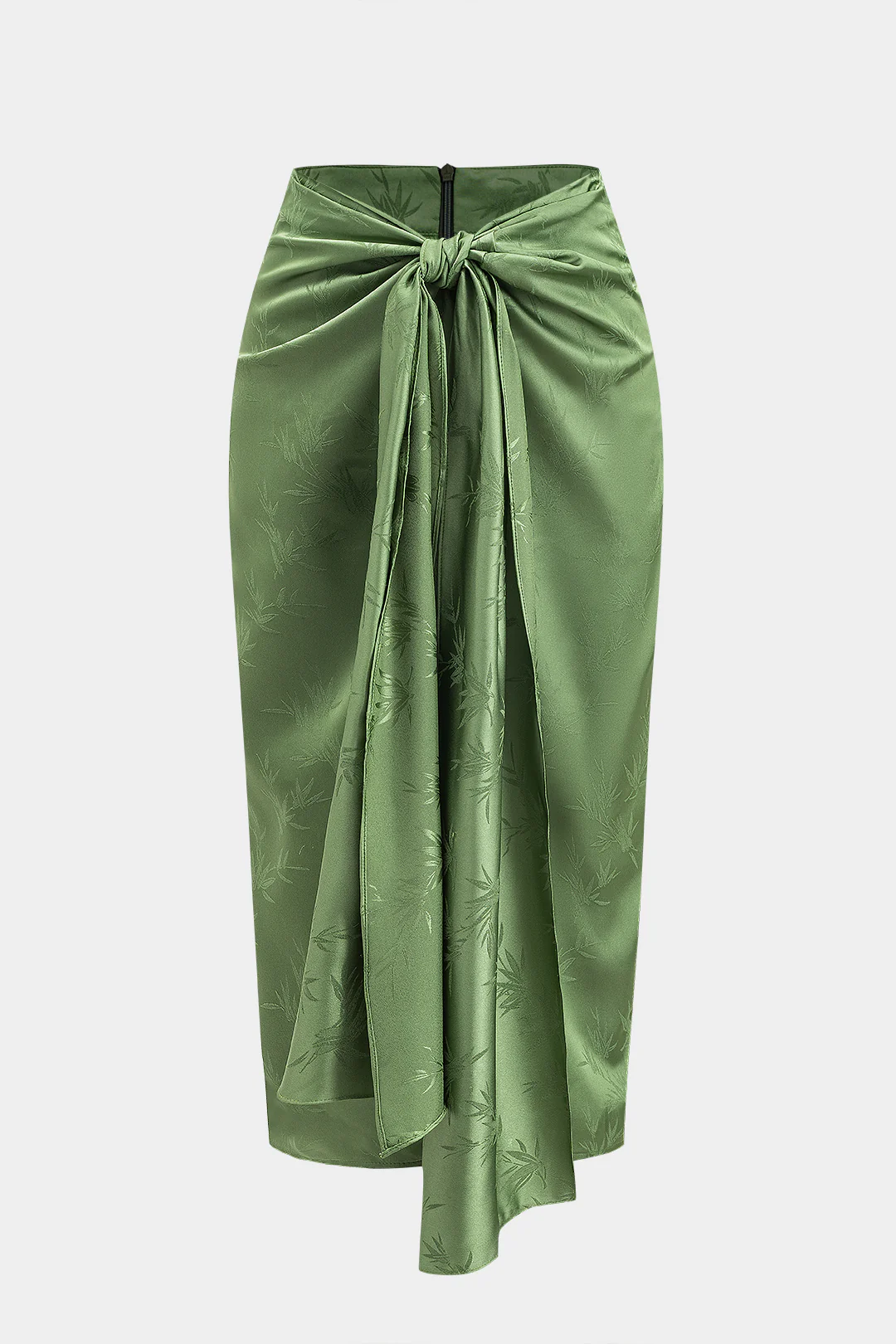 Jacquard Ruched Tie Front Split Skirt - Flockneti