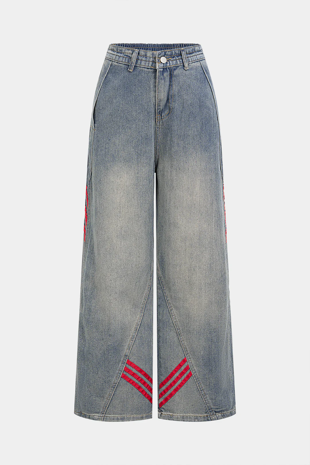 Denim Striped Straight Leg Jeans - Flockneti
