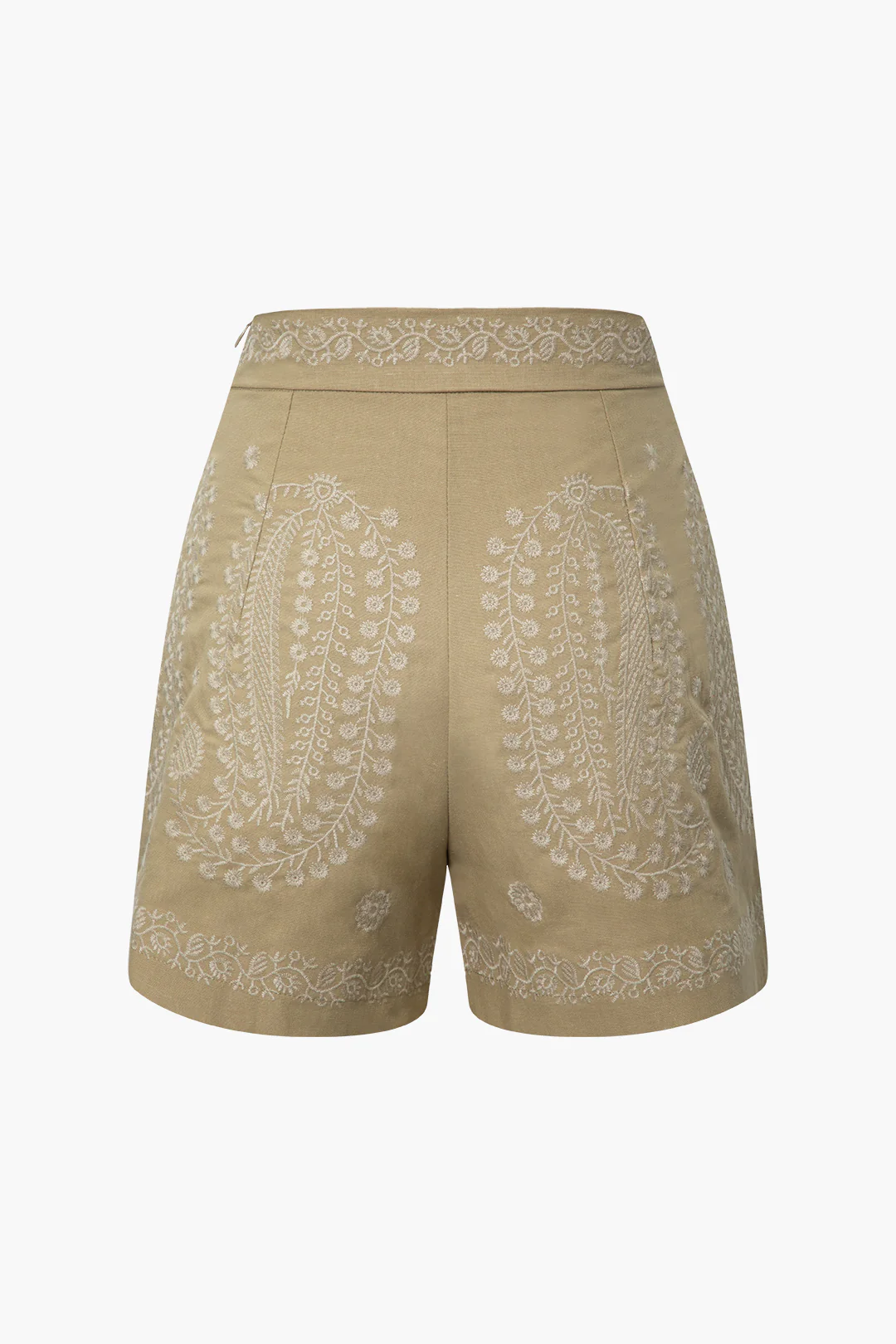 Embroidery Print High Waist Straight Leg Shorts - Flockneti