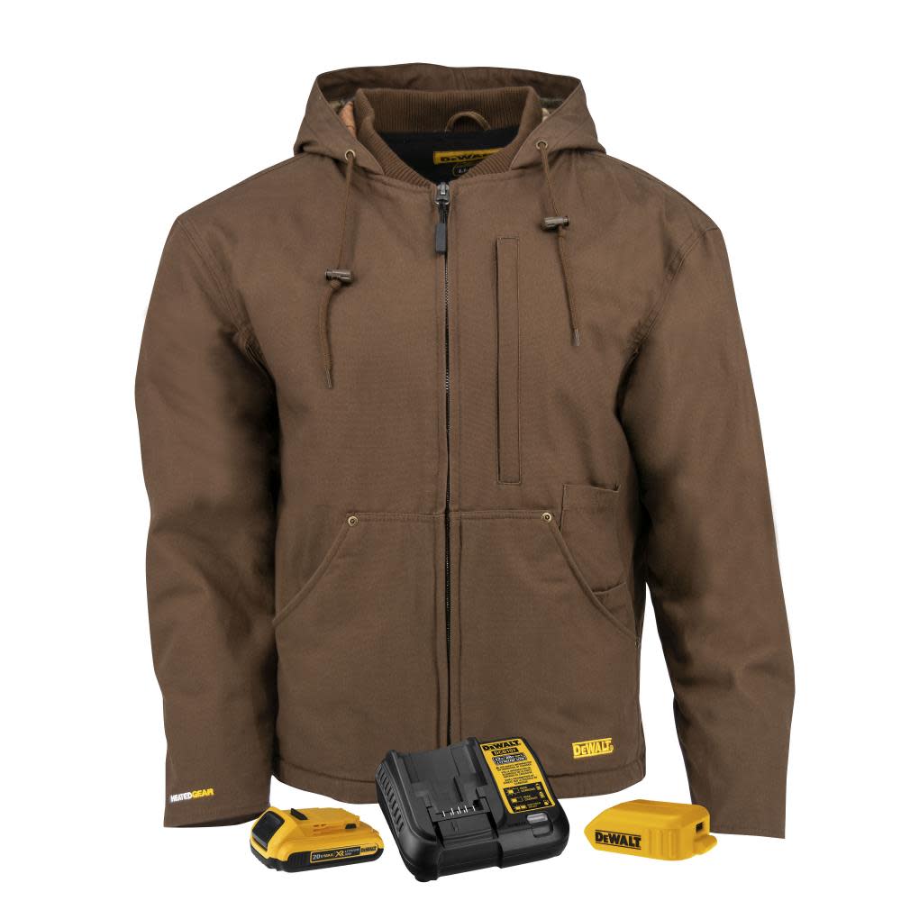 DEWALT Heavy Duty Heated Kit Tobacco Work Jacket Large - Flockneti