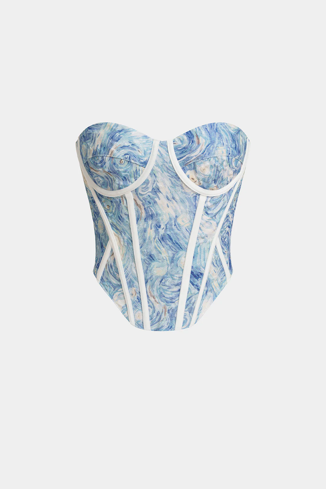 Artistic Print Bustier Tie Back Tube Top - Flockneti