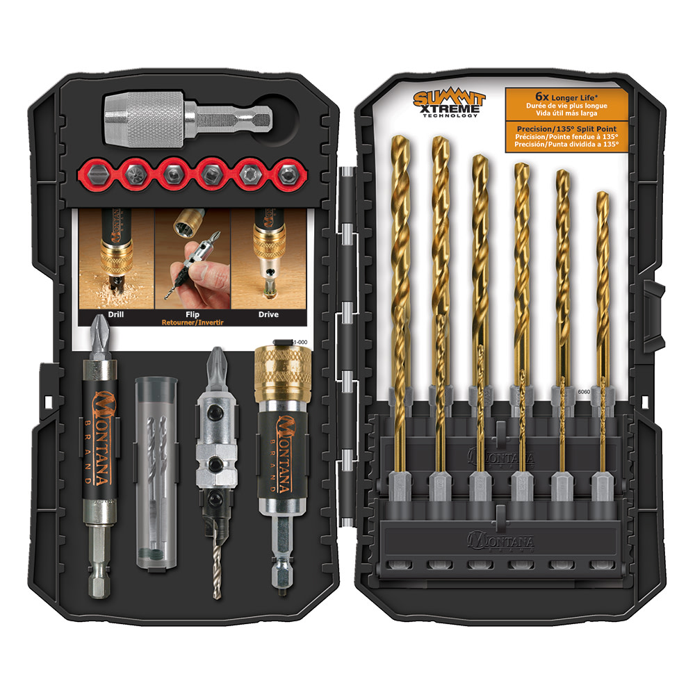 Montana Brand Tools Titanium Coated Wood/Metal Drill & Drive Set 28pc - Flockneti