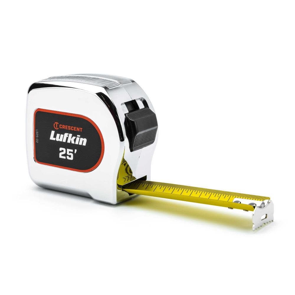 Crescent Lufkin Chrome Case Yellow Clad Tape Measure 1 1/8″ x 25′ - Flockneti