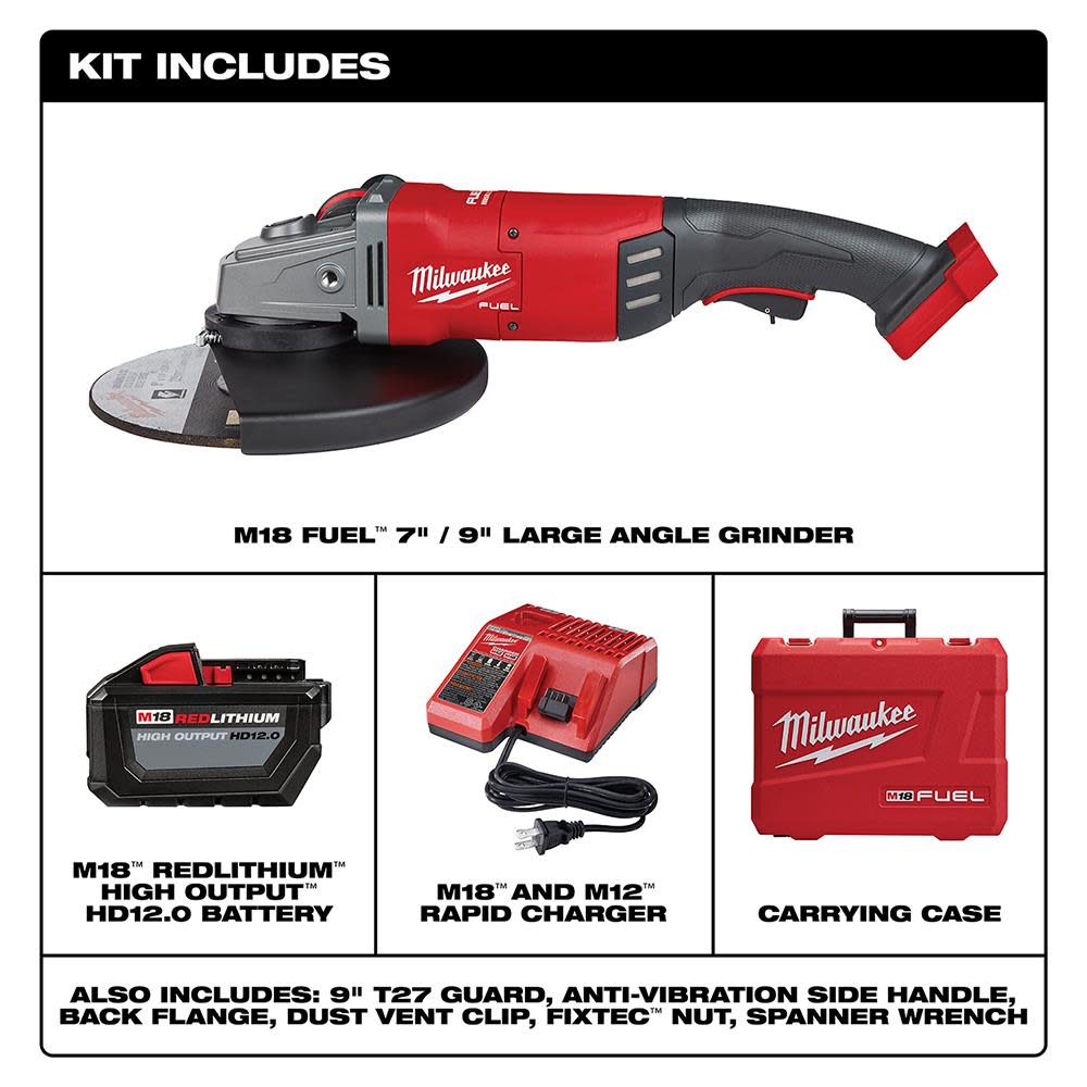 Milwaukee M18 FUEL 7 in. / 9 in. Large Angle Grinder Kit - Flockneti