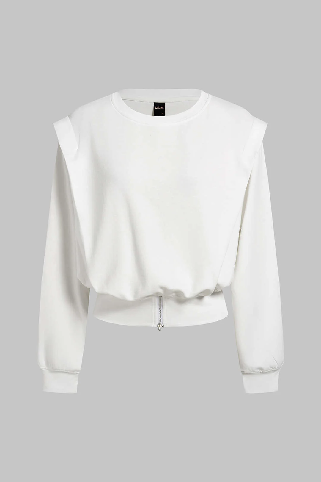 Solid Round Neck Zipper Sweatshirt - Flockneti