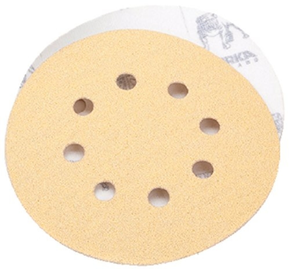 Mirka 6″ Gold 6-Hole 120 Grit Dustless Hook & Loop Sanding Vacuum Disc P120 Pack of 50 - Flockneti