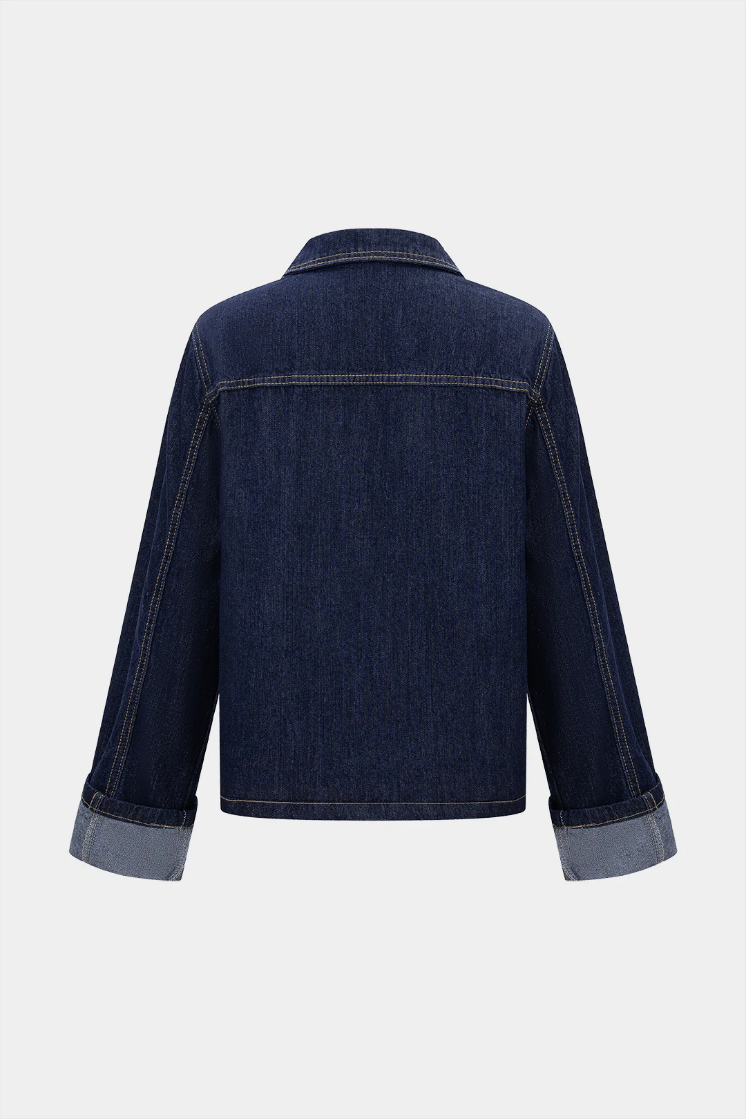 Denim Button Cuffed Long-Sleeve Top - Flockneti