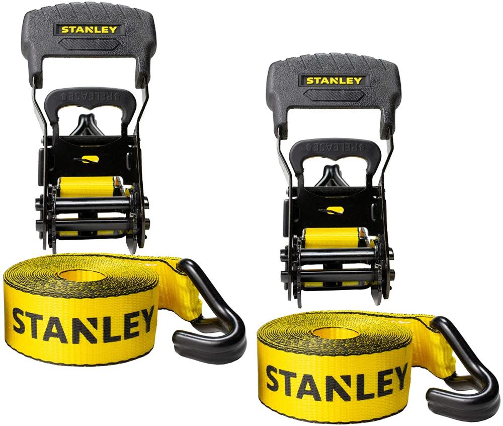 Stanley S1007 Ratchet Tie Down Straps 1.5″ x 16′ Heavy Cargo Hauling 3300 lbs Break Strength 2pk - Flockneti