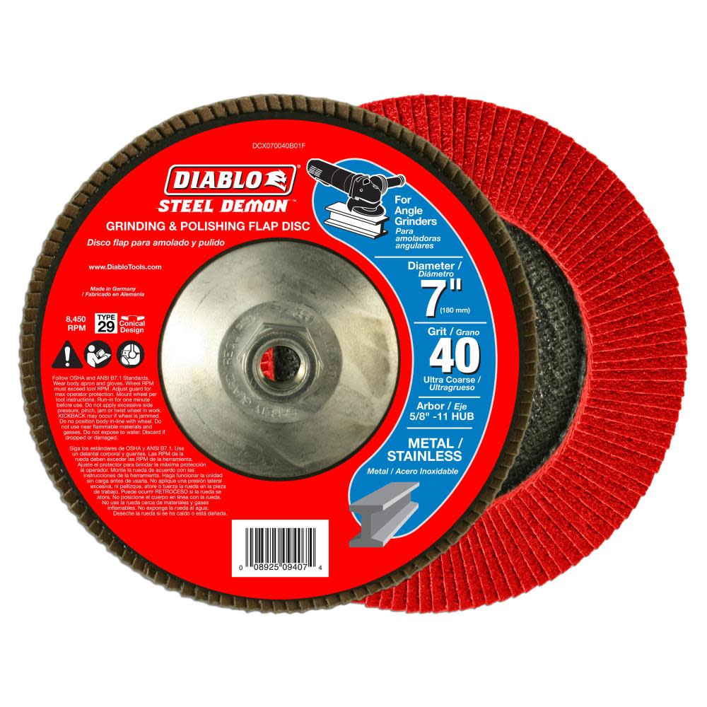 Diablo Tools 4-1/2 In. Steel Demon Flap Disc 40 Grit – No Hub - Flockneti