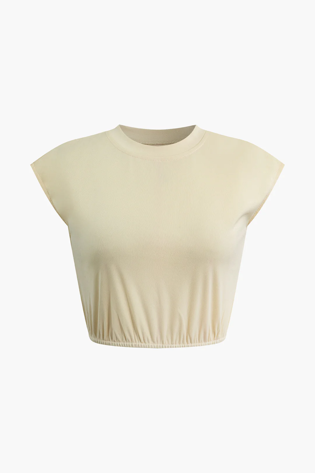 Solid Round Neck Ruched Sleeveless Top And Tie-Up Skirt Set - Flockneti