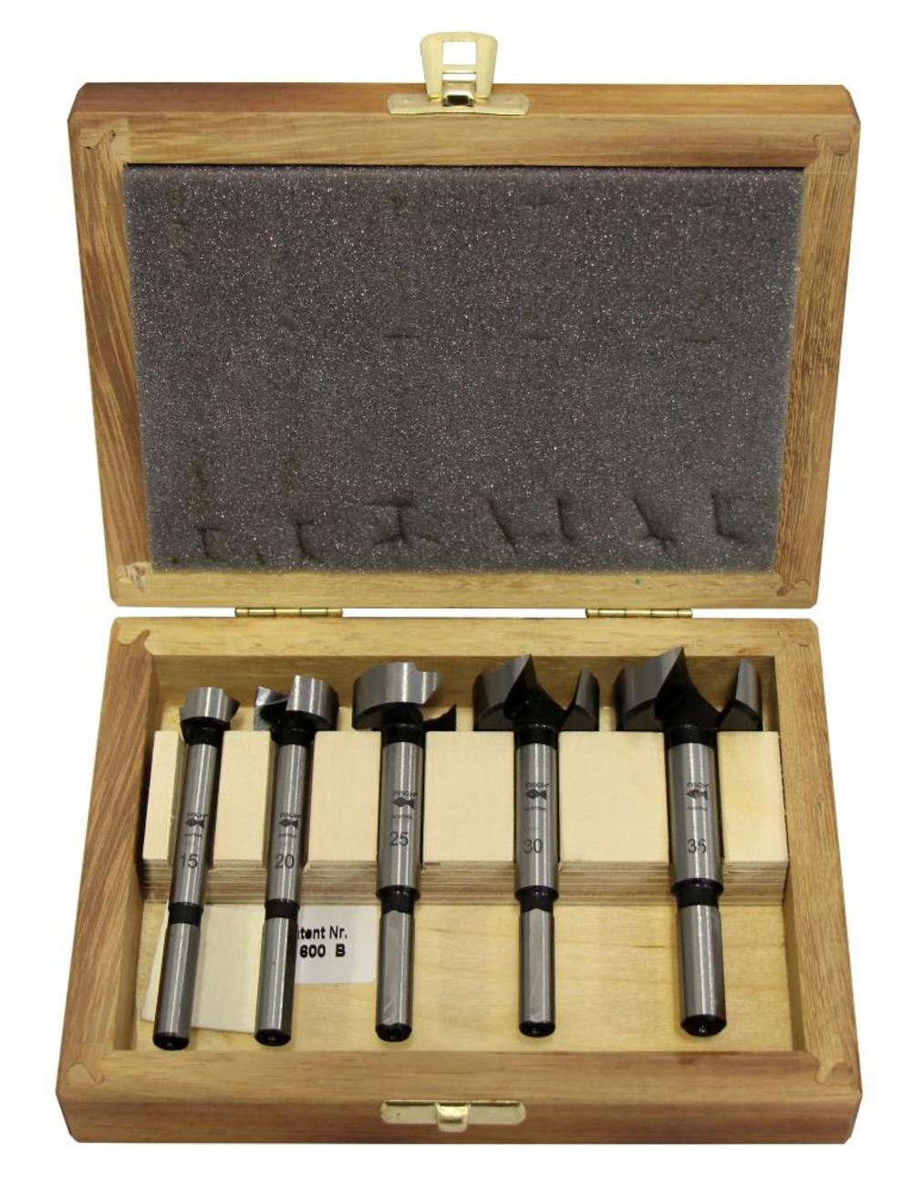 Fisch 5 pc Wood Box Metric Forstner Bit Set - Flockneti