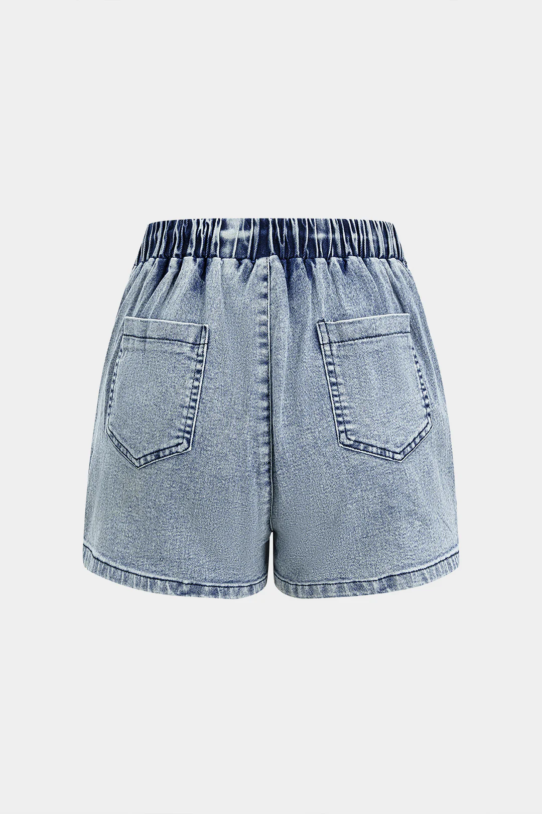 Denim Ruched Asymmetrical Shirred Waistband Pocket Skirt - Flockneti
