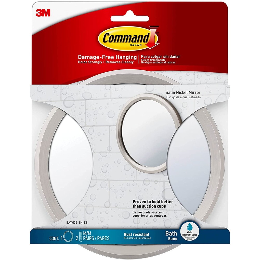 3M Command Bath Satin Nickel Metal Mirror - Flockneti