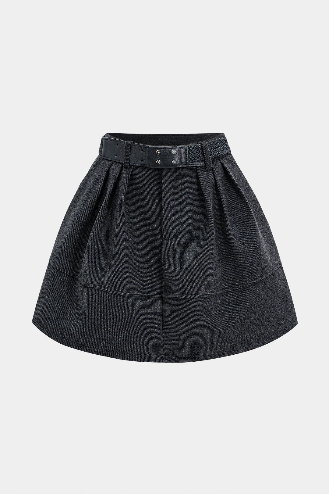 Woven Belted Pleated Skirt - Flockneti