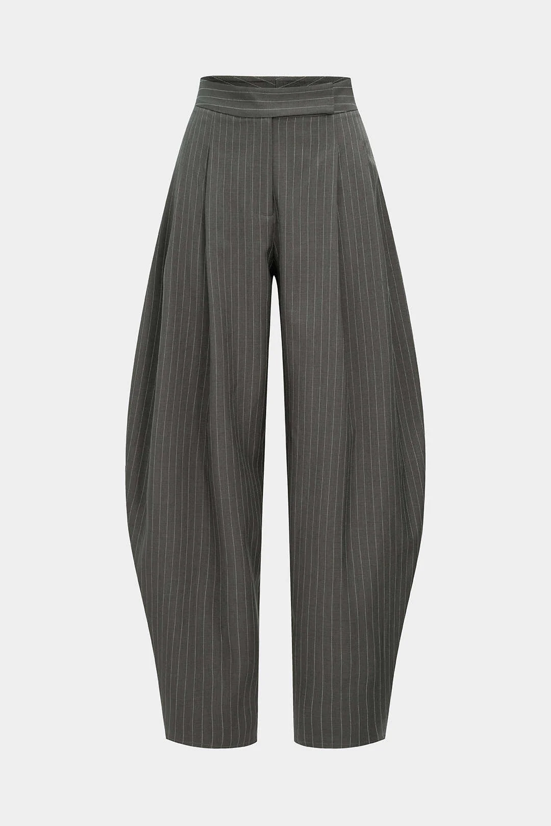 Stripes Print Ruched Barrel Trousers - Flockneti