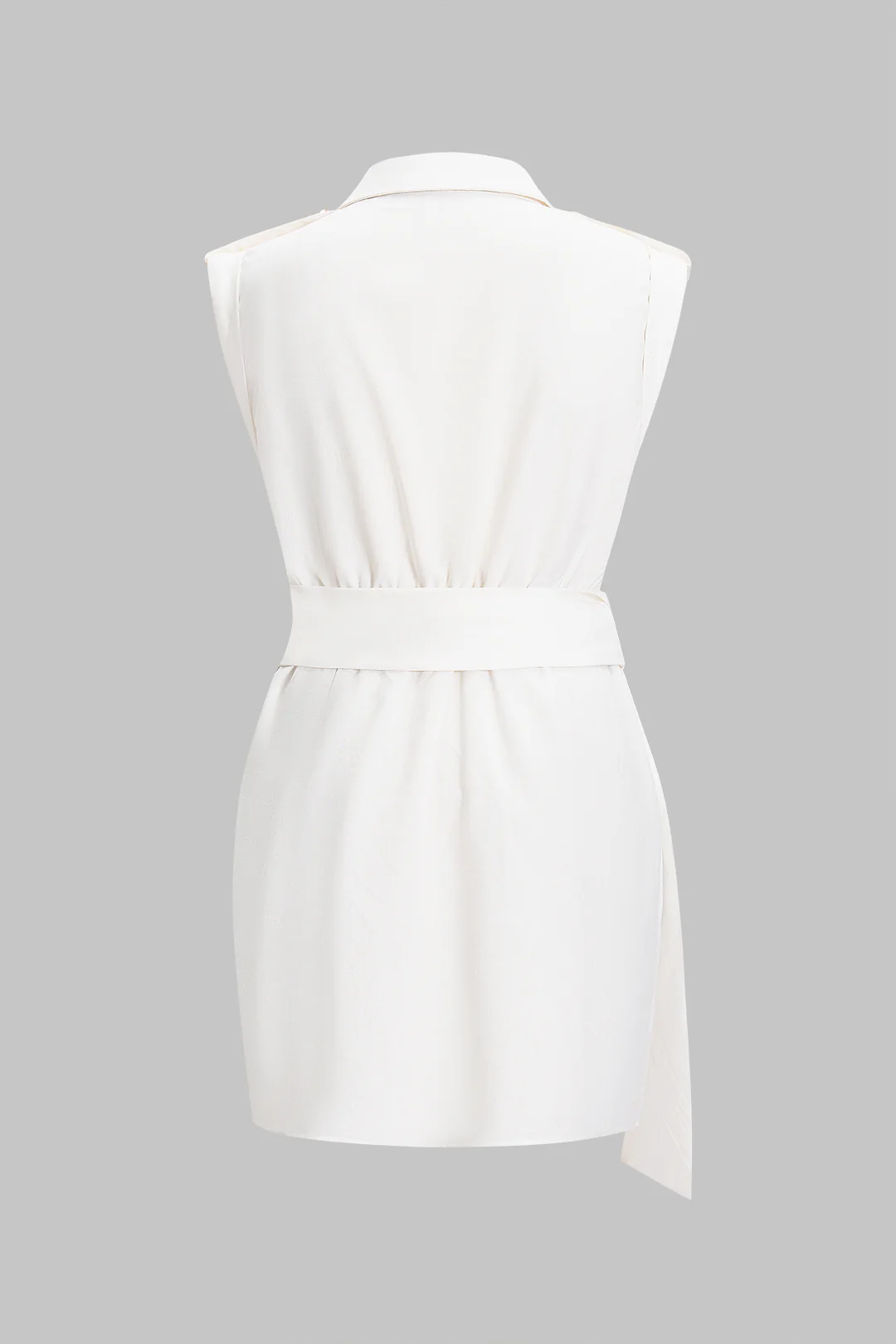 Linen Tie-Up Metallic Button Pocket Sleeveless Mini Dress - Flockneti