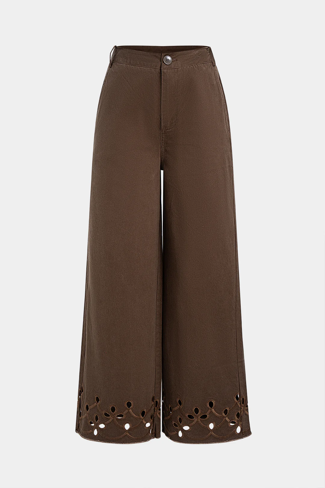 Embroidery Hem Wide Leg Pants - Flockneti