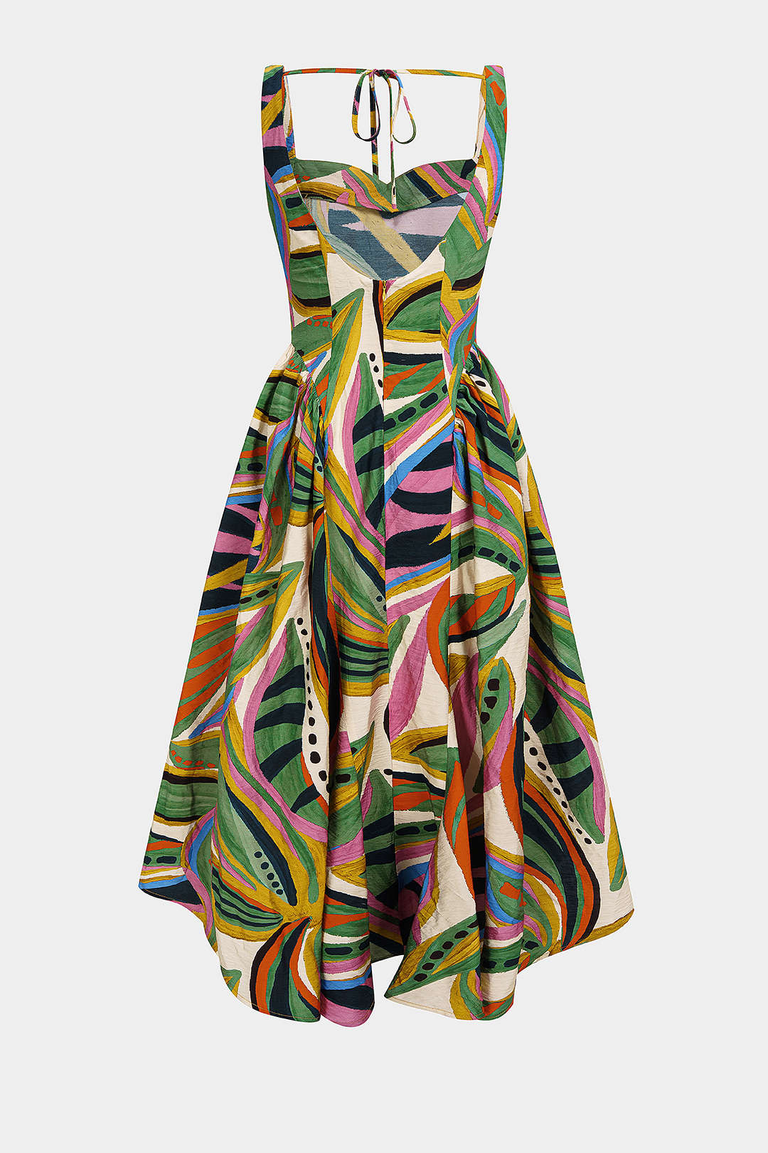 Abstract Print Ruched Sleeveless Maxi Dress - Flockneti