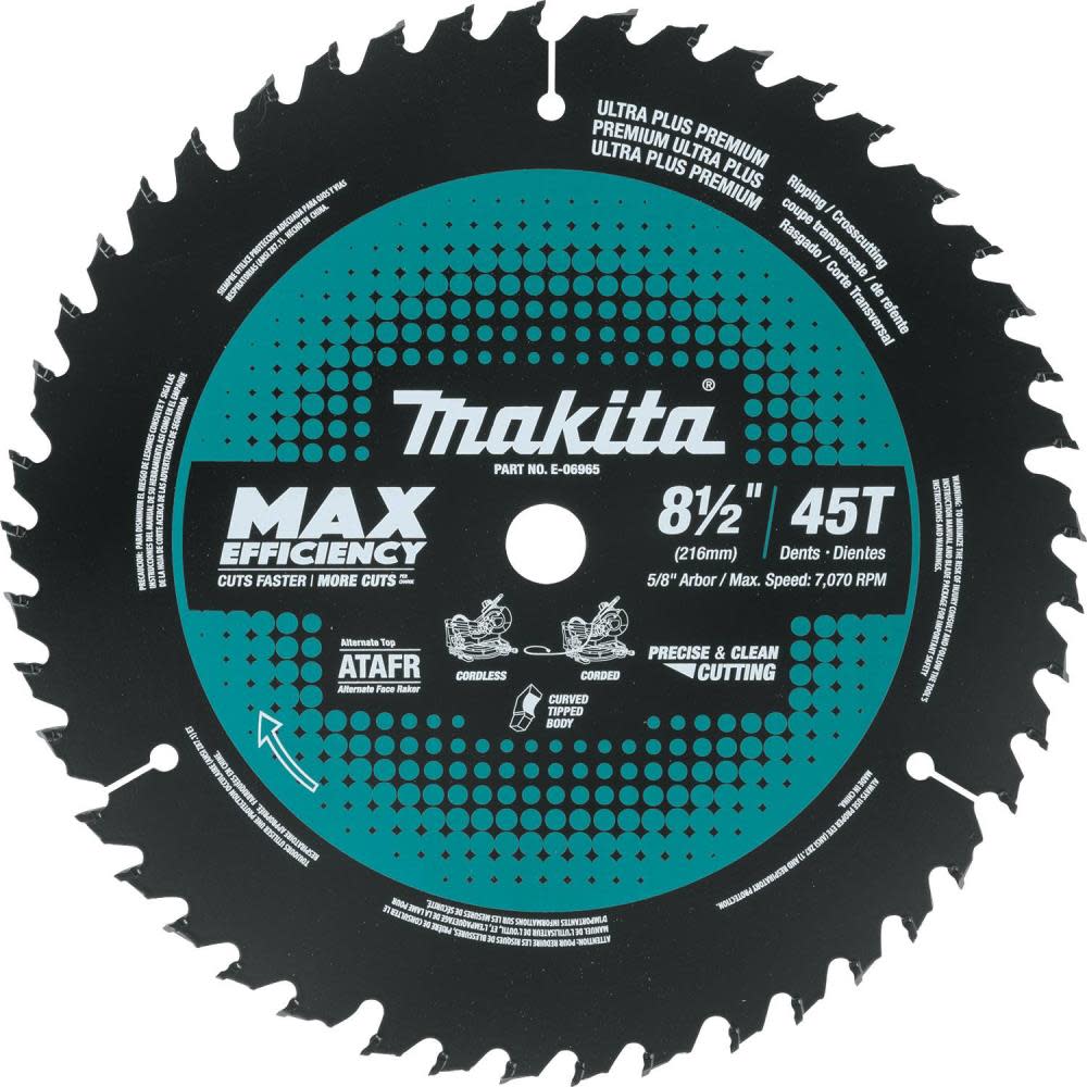 Makita Max Efficiency Miter Saw Blade 8 1/2″ 45 Tooth Thin Kerf - Flockneti