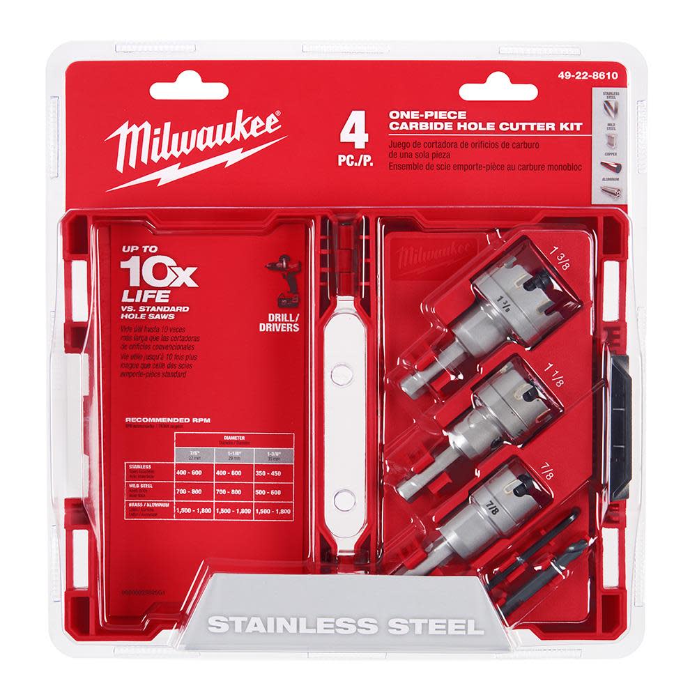 Milwaukee One-Piece Carbide Hole Cutter Set 4pc - Flockneti