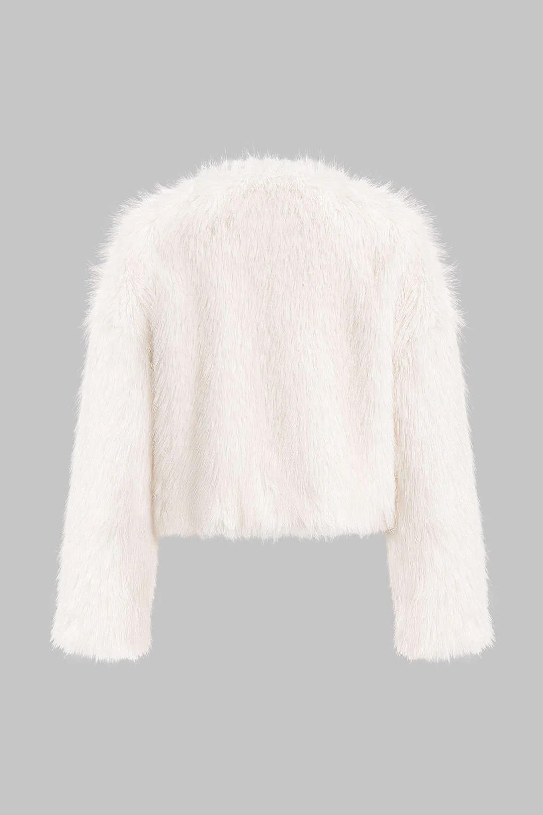 Faux Fur Round Neck Cropped Coat - Flockneti