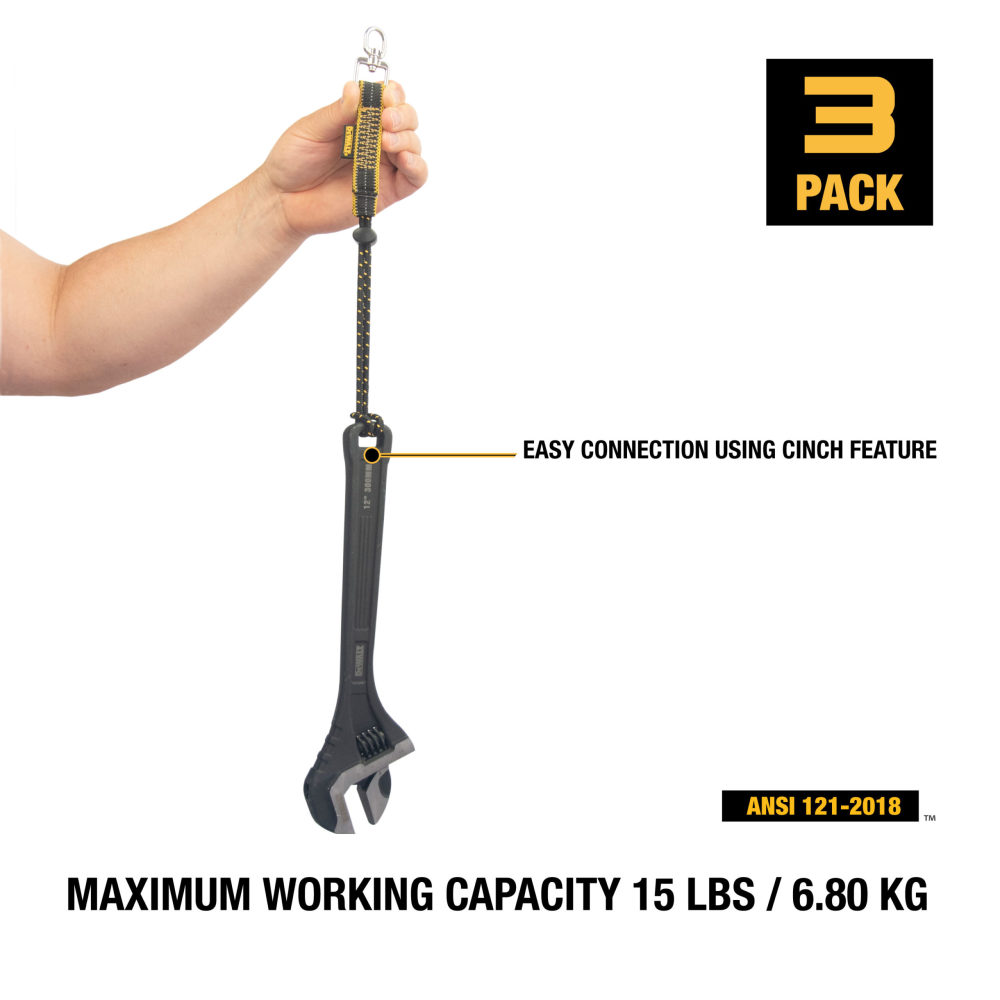 DEWALT Elastic Tool Attachment with Swiveling D Ring 3pk - Flockneti