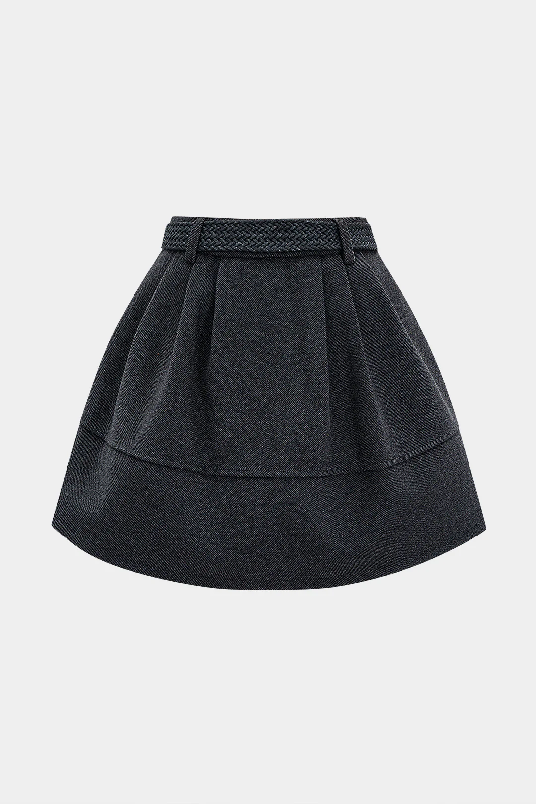 Woven Belted Pleated Skirt - Flockneti