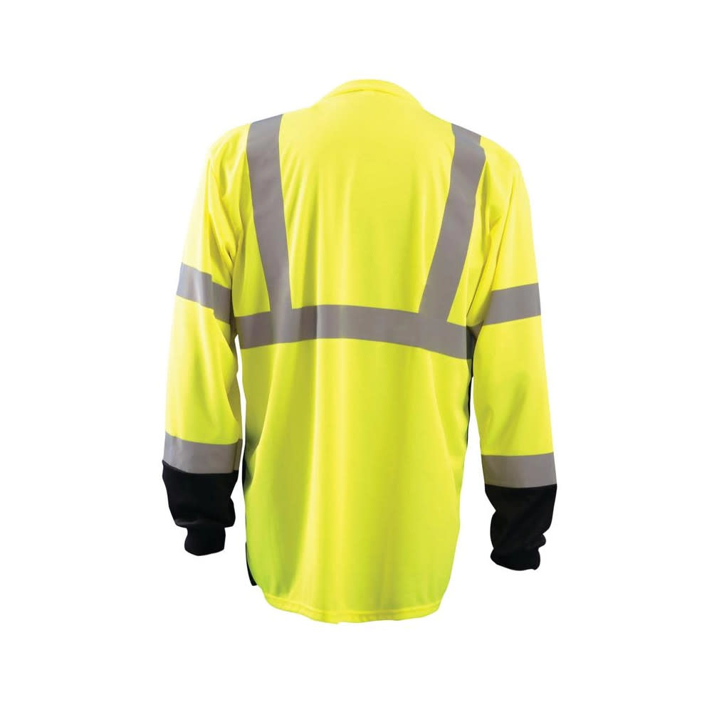 Occunomix Hi-Vis Yellow Black Bottom Wicking Birdseye Shirt Long Sleeve 2X - Flockneti