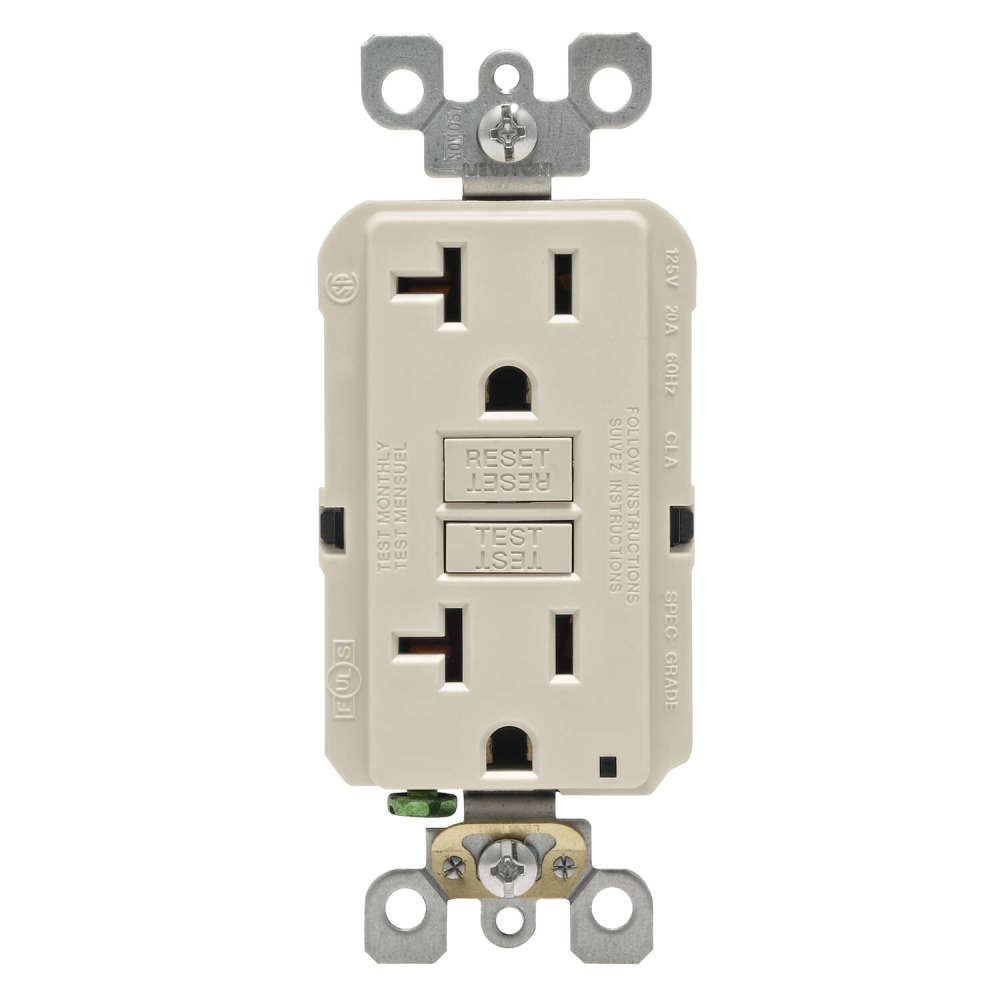 Leviton SmartlockPro GFCI Outlet 20A 125V Duplex Light Almond NEMA - Flockneti