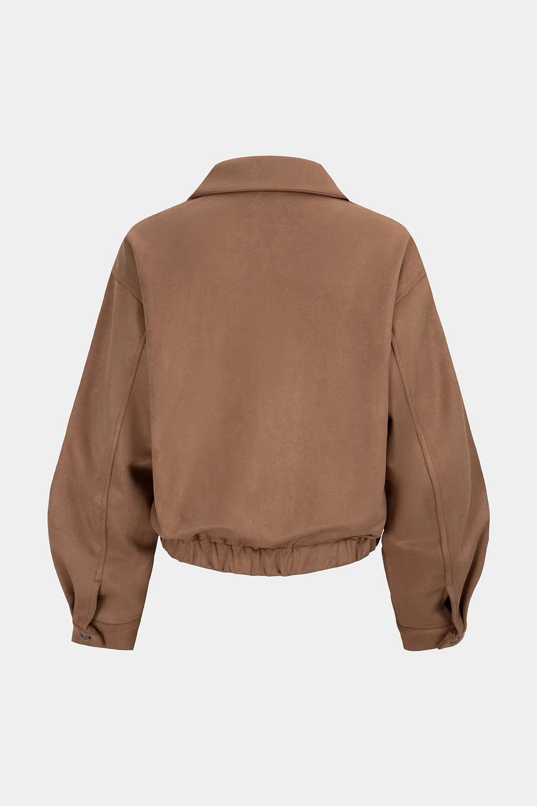 Suede Lapel Collar Zipper Pocket Jacket - Flockneti