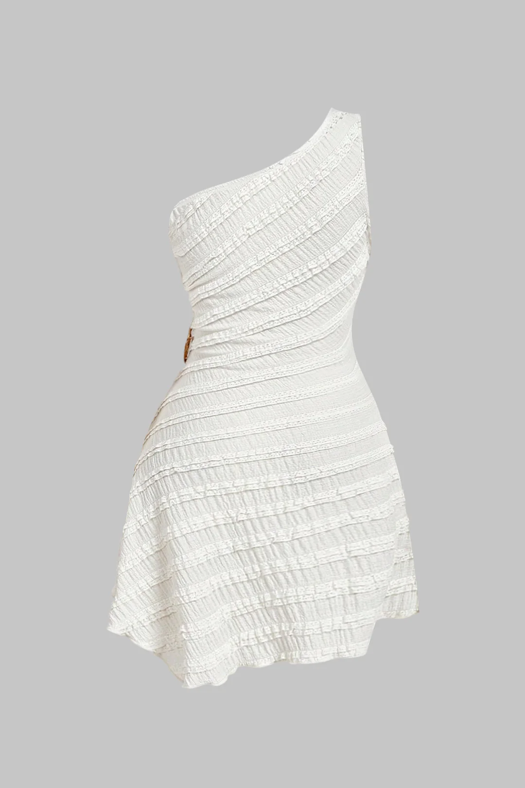 Plus Size Metallic Decor One Shoulder Sleeveless Mini Dress - Flockneti