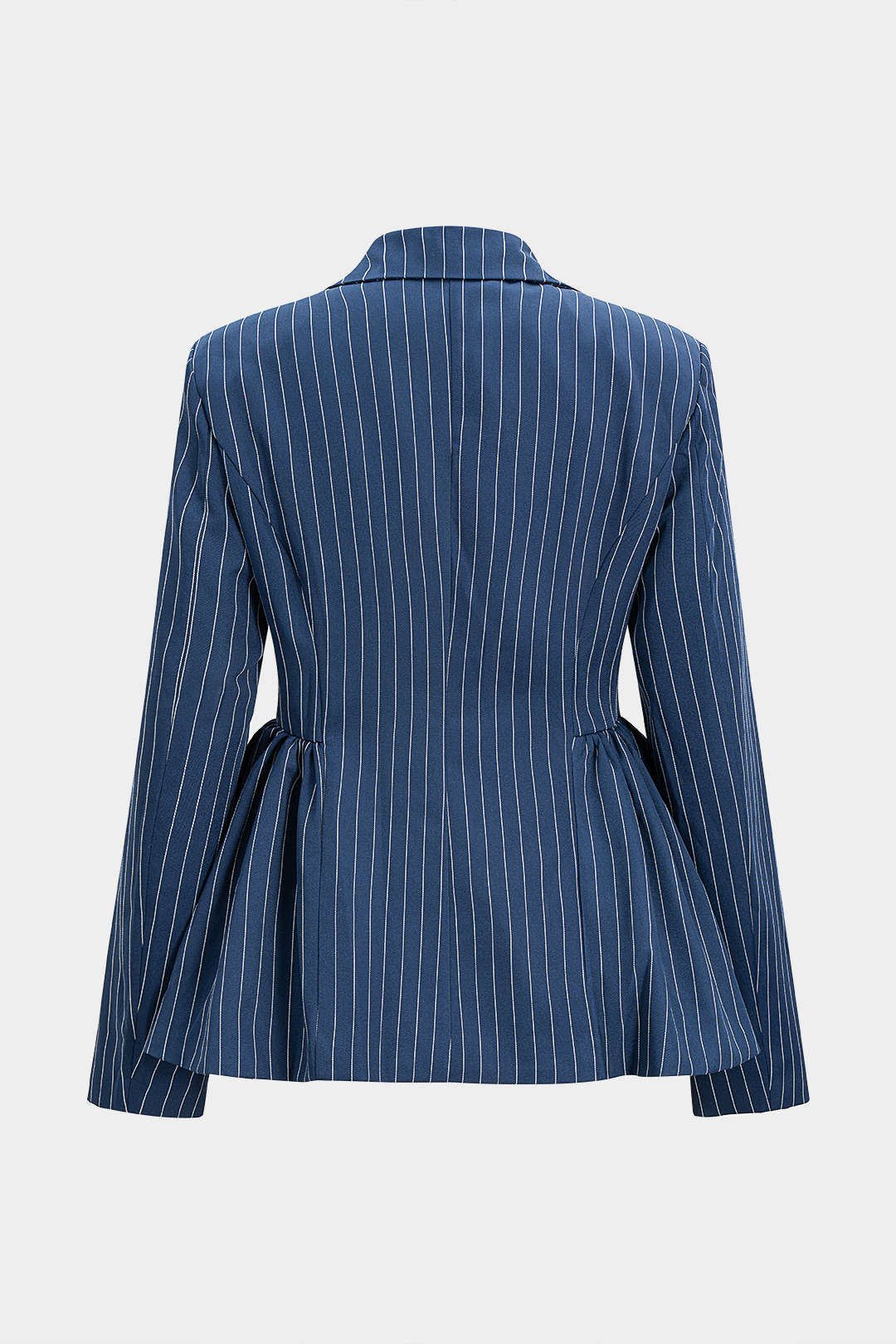 Stripes Print Ruched Shoulder Pads Blazer - Flockneti