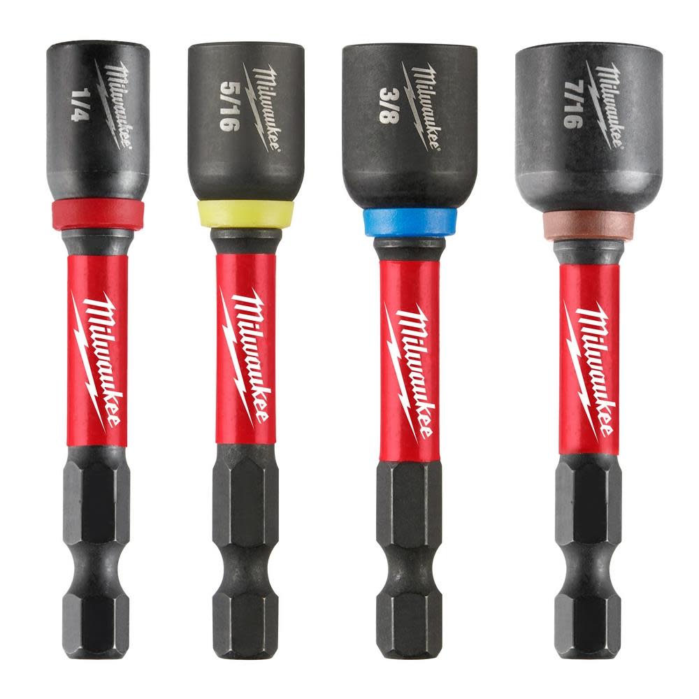 Milwaukee SHOCKWAVE Impact Duty 2 9/16 Magnetic Nut Driver Set 4pc - Flockneti
