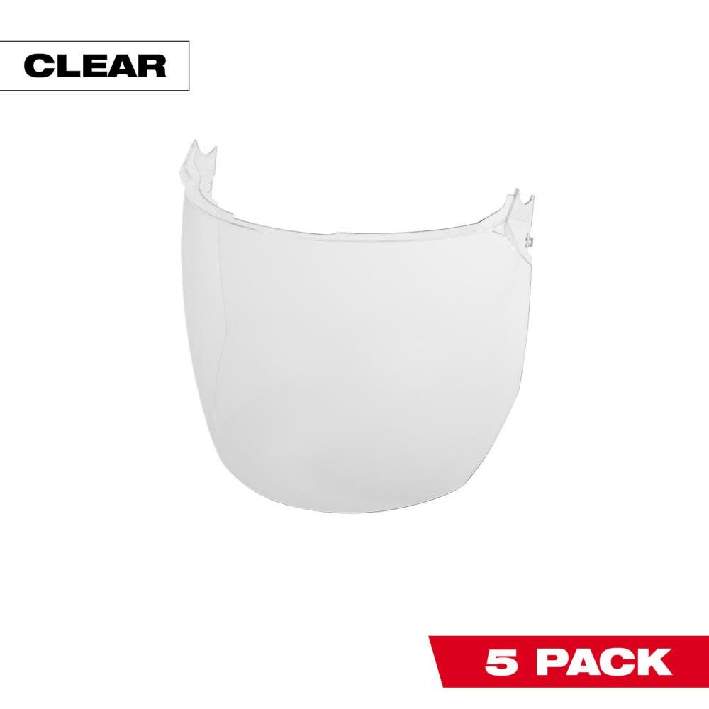 Milwaukee Clear Face Shield Replacement Lenses Helmet & Hard Hat Mount 5pk - Flockneti