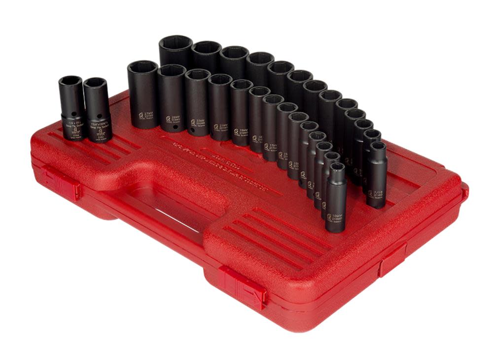 Sunex 29 pc. 1/2 In. Dr. SAE & Metric Double Deep Impact Socket Set - Flockneti