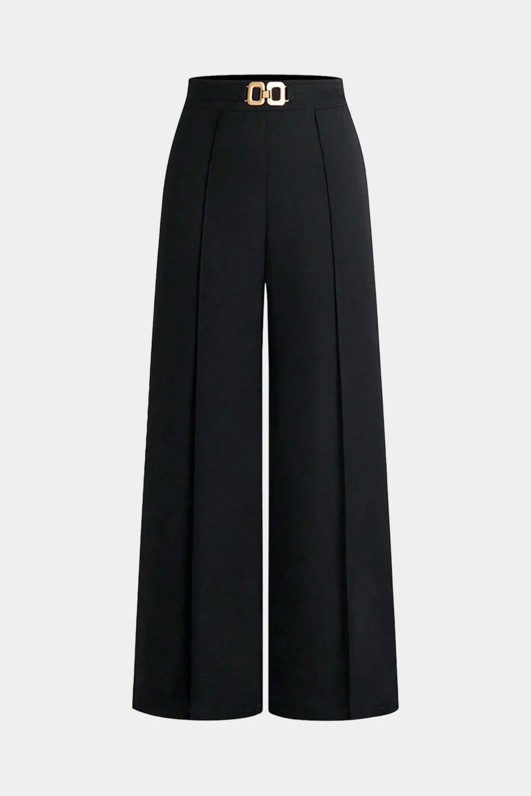Solid Belted Wide-Leg Pants - Flockneti