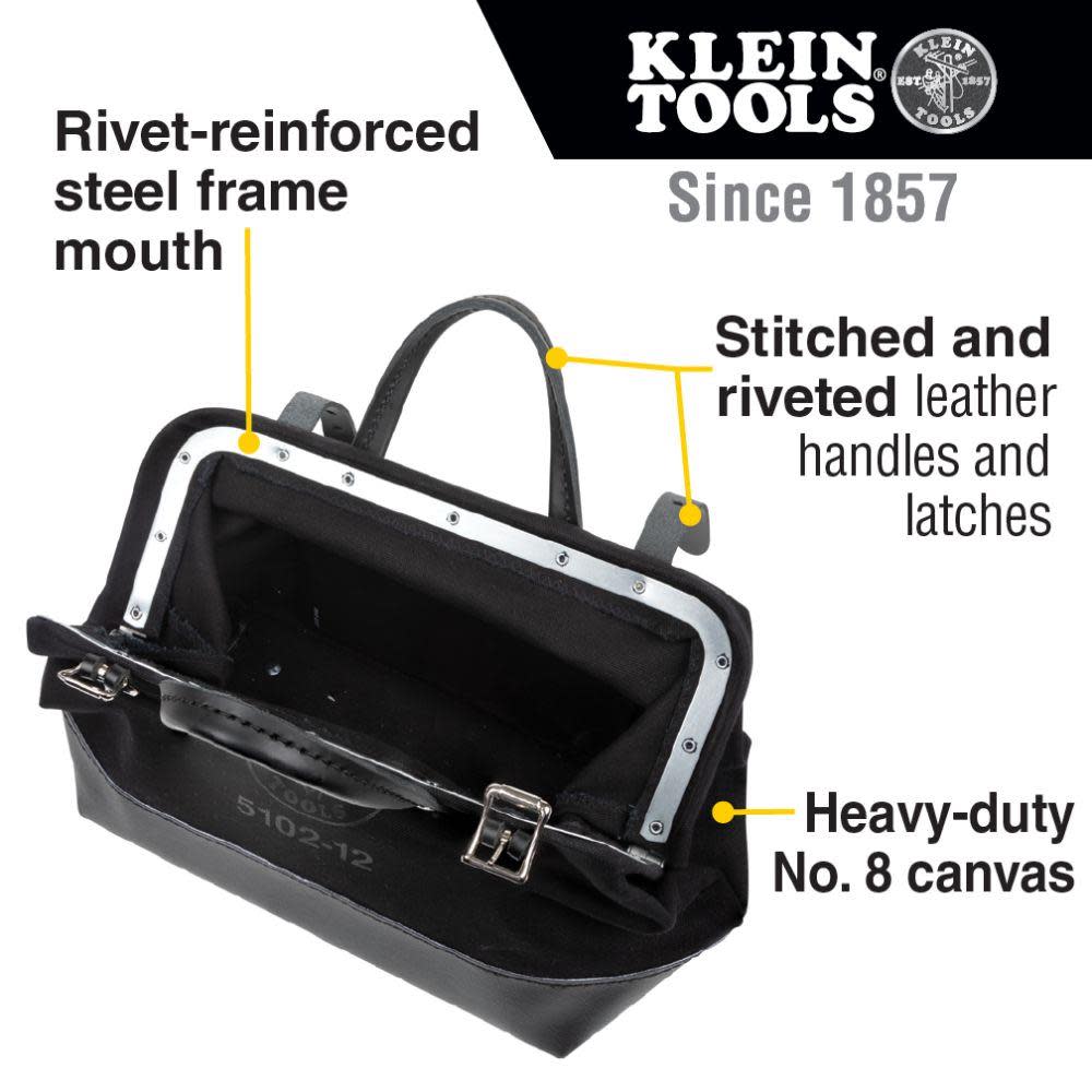 Klein Tools 12″ Canvas Tool Bag Black - Flockneti