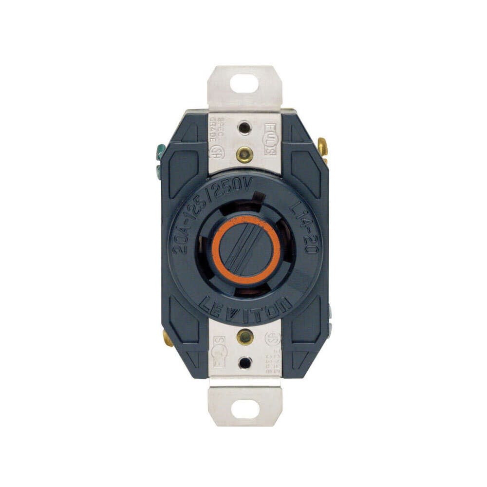 Leviton Grounded Single Locking Outlet Receptacle 20A 125V Black - Flockneti