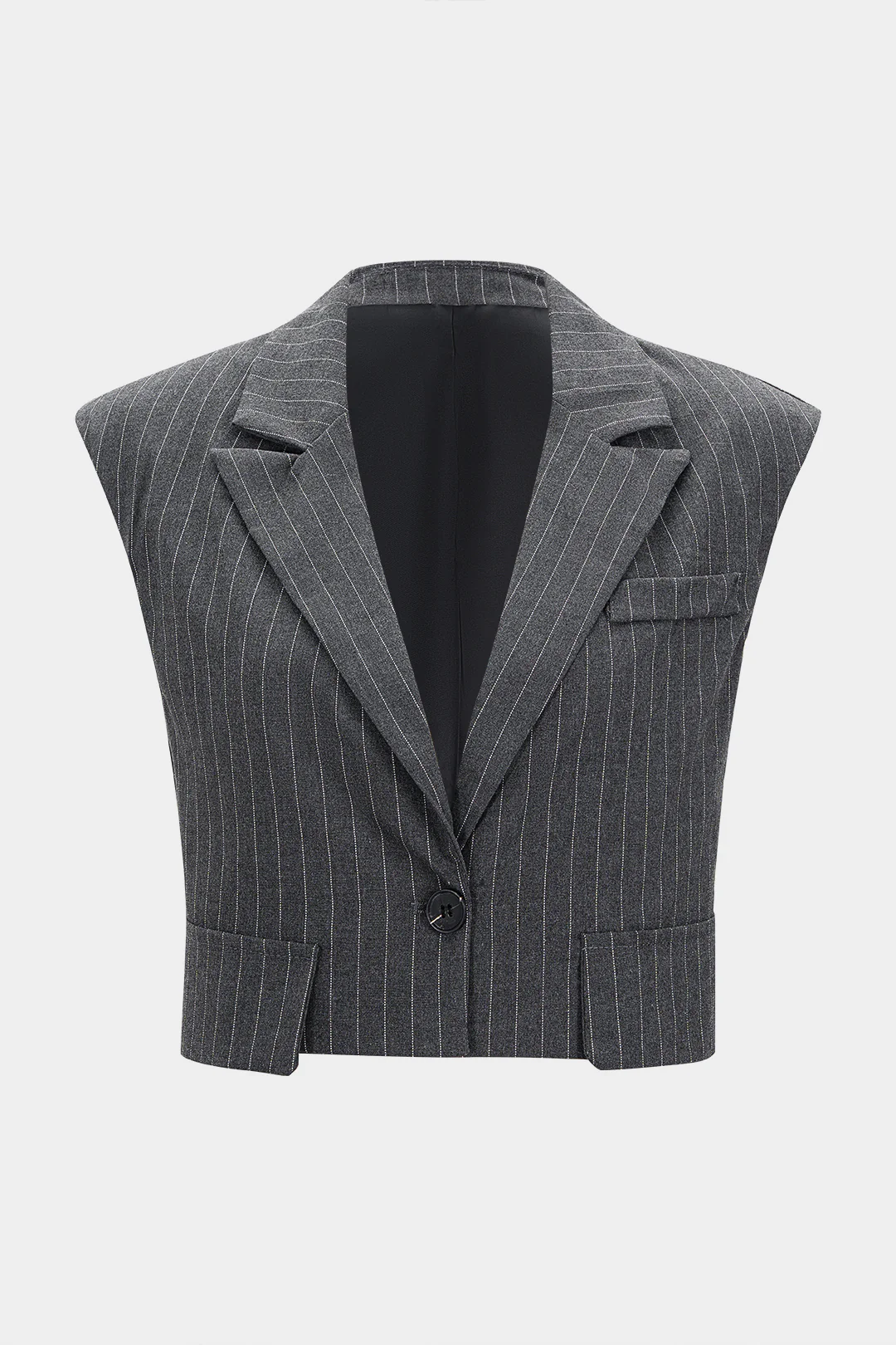 Stripes Print Button Vest - Flockneti