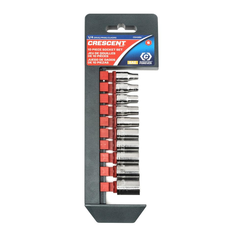Crescent 10 pc 1/4 Drive 6 Point Standard SAE Socket Set” - Flockneti