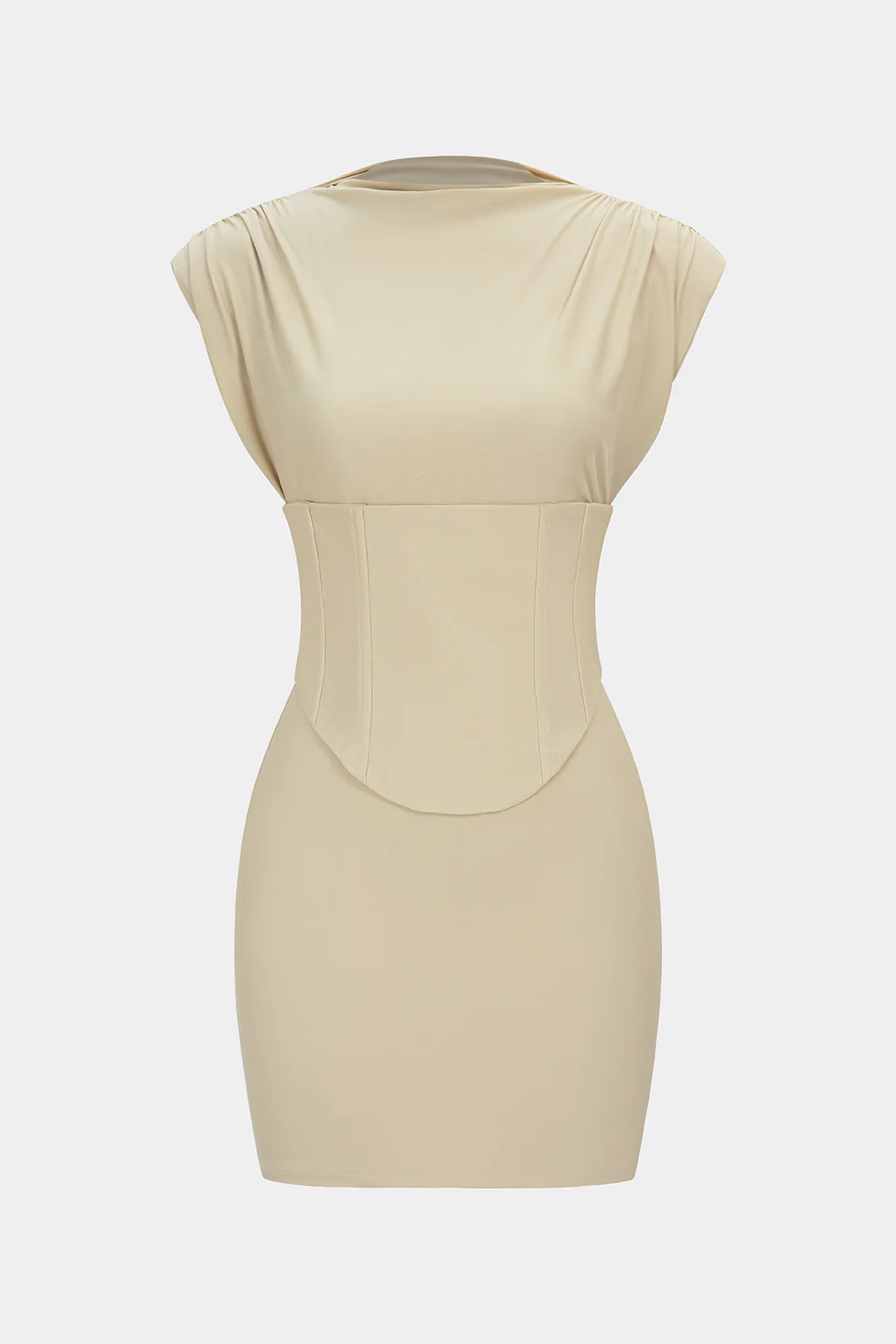 Belted Tie Back Shoulder Pads Sleeveless Mini Dress - Flockneti