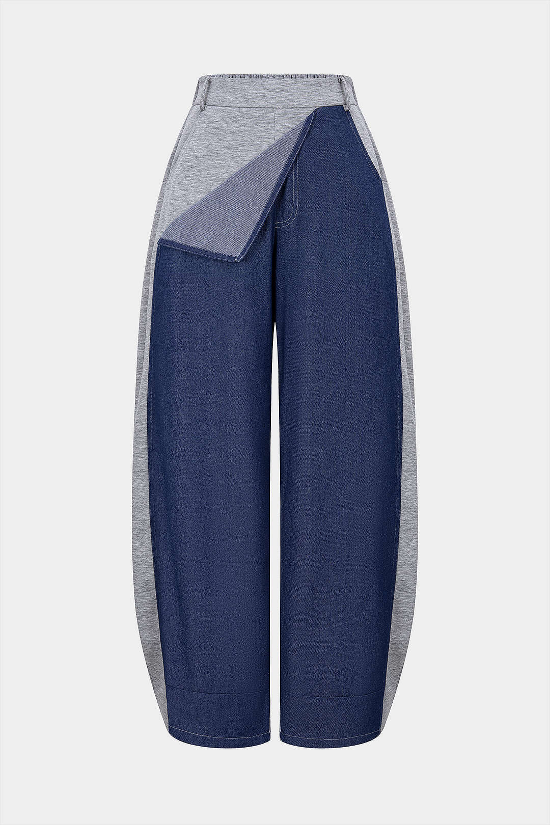Patchwork Denim Asymmetrical Pants - Flockneti