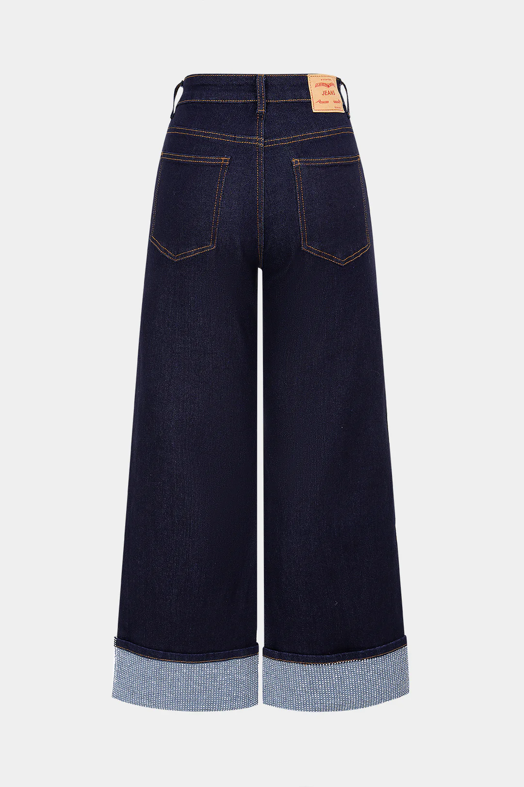 Denim Rhinestone Decor Zipper Straight Jeans - Flockneti