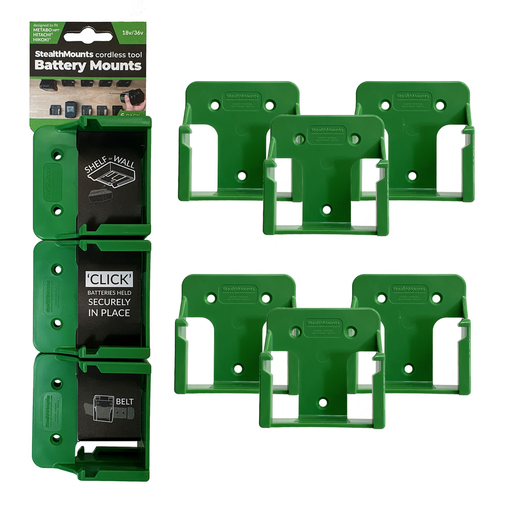 Stealthmounts Green Battery Mount For Metabo HPT Batteries 6pk - Flockneti