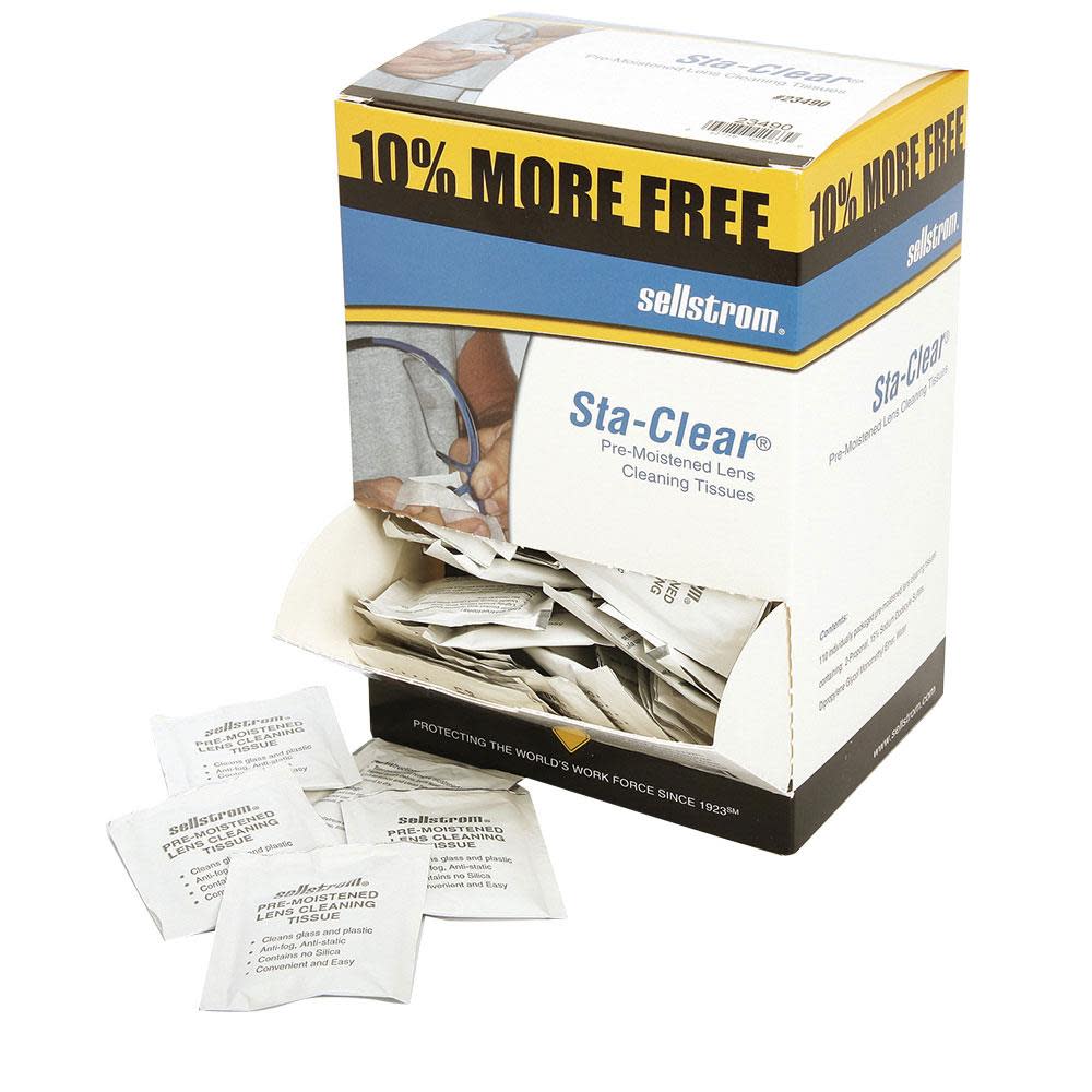 Sellstrom Multi-Purpose Pre-Moistened Non-Alcohol Disposable Surface Cleaning Tissue Packets 110 Tissues/Box - Flockneti