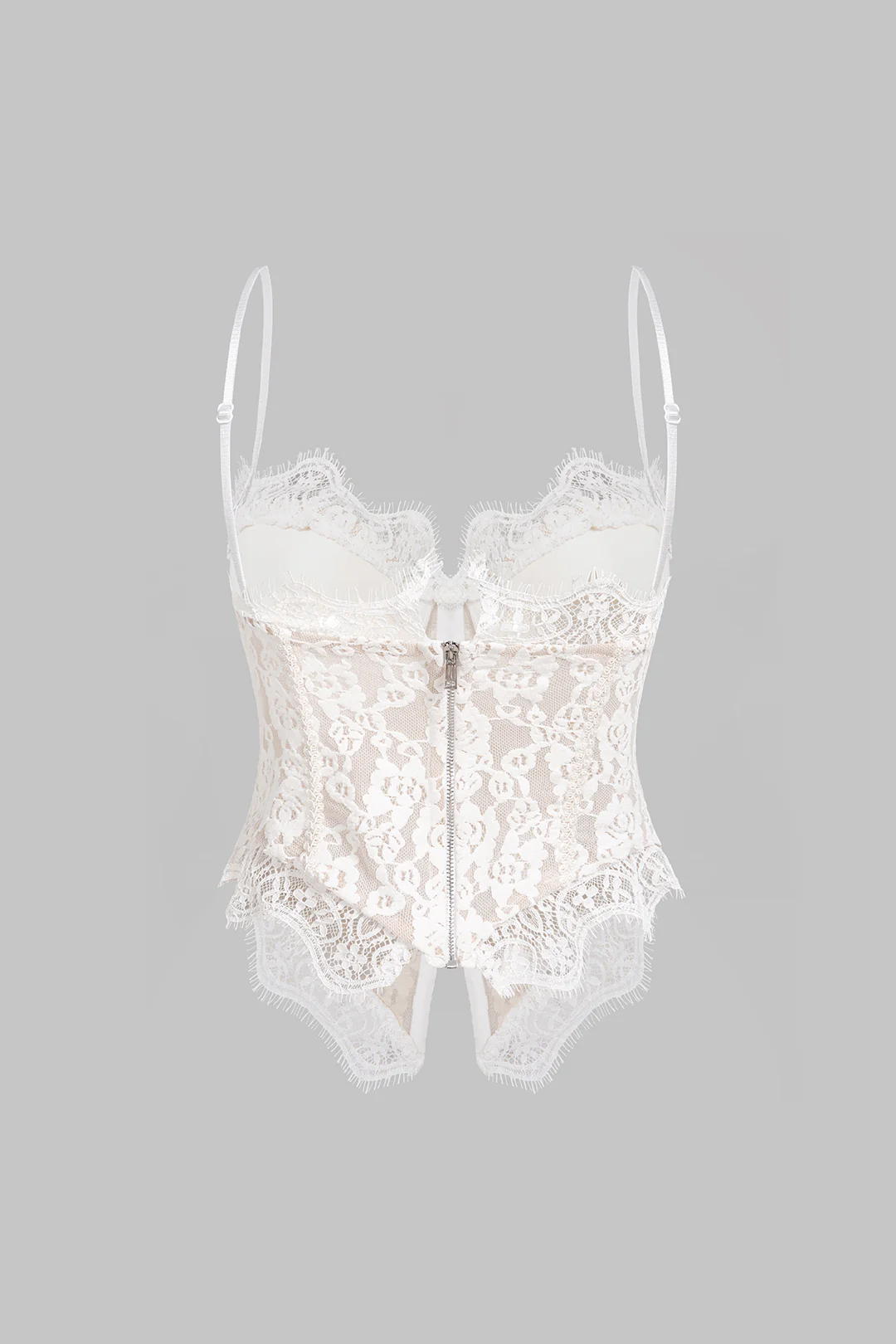 Lace Trim Zipper Cami Top - Flockneti