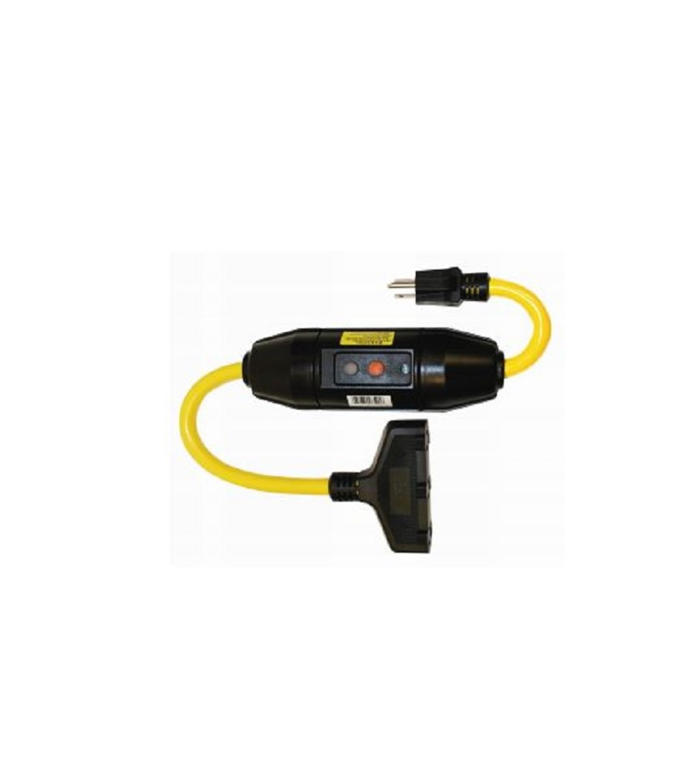Tower Mfg 2 Ft. Heavy Duty 20 Amp Rated In-Line GFCI & Triple Tap - Flockneti
