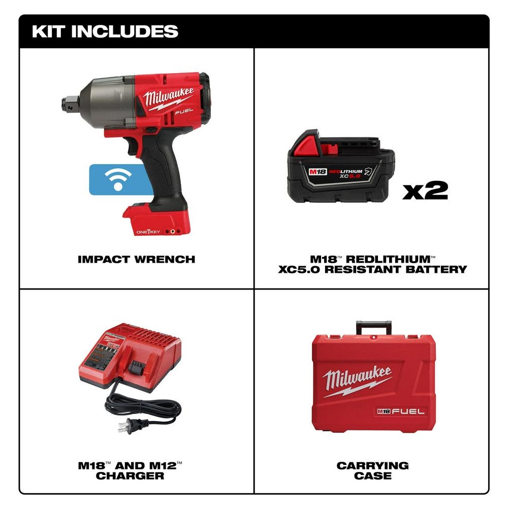 Milwaukee M18 FUEL with ONE-KEY High Torque Impact Wrench 3/4″ Friction Ring Kit - Flockneti